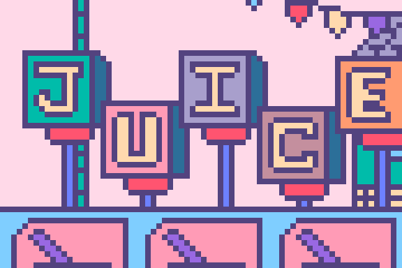 The same pixel art sign with crisp, square pixels